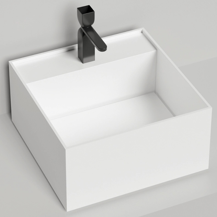 Salini Armonia Square TOP 02 Раковина накладная 45х45х25см, с 1 отв, материал: S-Stone, цвет: белый матовый