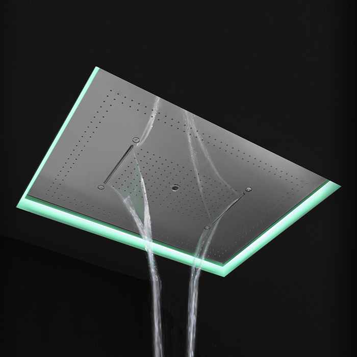 Душевая система Antonio Lupi Meteo XXL 100x75x11 см, с подсветкой LED, цвет: полированная сталь