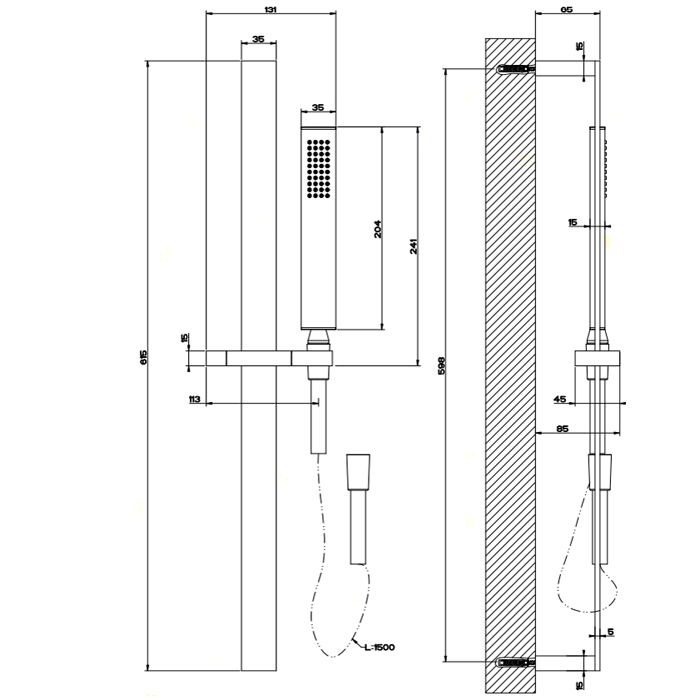 Gessi Rettangolo Душевая стойка с ручным душем, цвет: хром