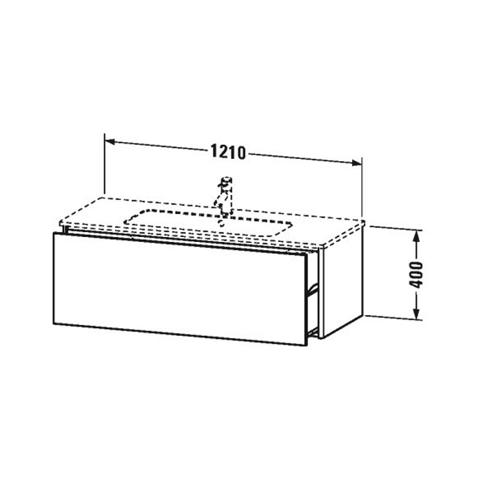 Тумба подвесная Duravit XSquare, 121х47.8х40см, с раковиной, с 1 выдв ящик, цвет: белый матовый