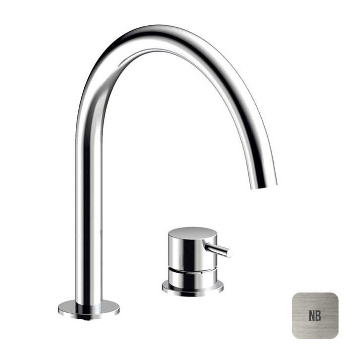 Смеситель для раковины Almar Mixers, 2 отв., без донного клапана, цвет: никель брашированный