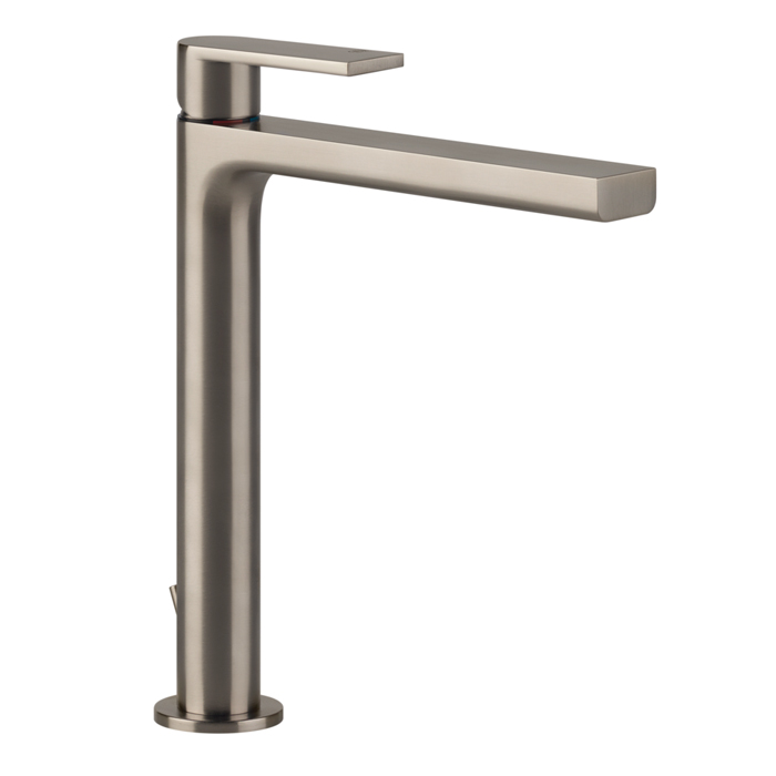 Смеситель для раковины Gessi Emporio Via manzoni, на 1 отв, высокий, с донным клапаном, цвет: Finox Brushed Nickel