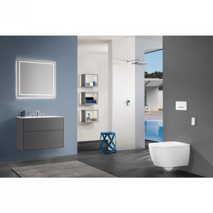 Villeroy&Boch Viclean Унитаз-биде 38.5х59.5х36см, подвесной, в комплекте с сиденьем, покрытие CeramicPlus, цвет: альпийский белый