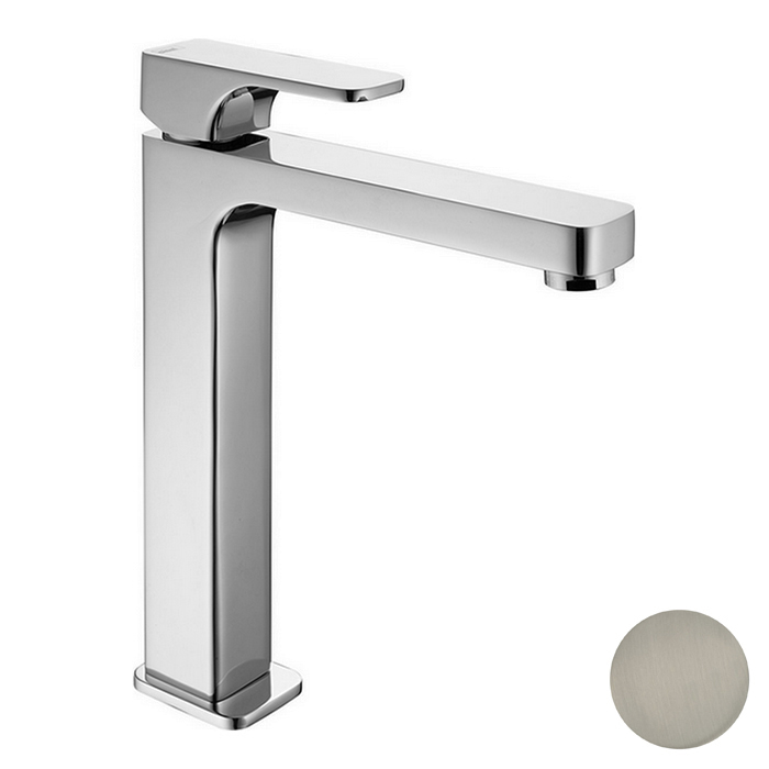 Смеситель для раковины Cisal Cubic на 1 отв., h20см, без донного клапана, цвет: Nichel Spazzo