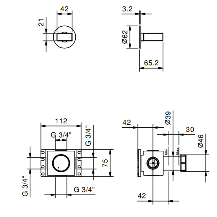 Fantini Venezia Запорный вентиль, без ручки, внешняя часть, цвет: Nickel PVD