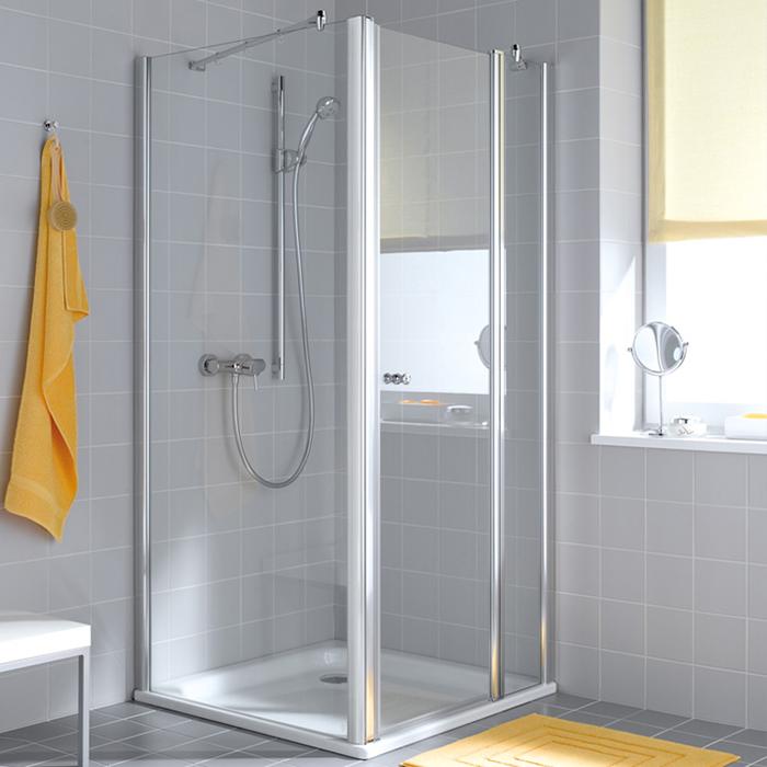 KERMI Atea Боковая стенка для дверей Atea 100х185см, серебро, стекло Siesta+Kermiclean