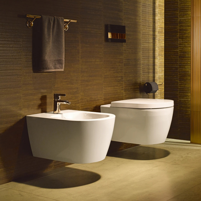 Duravit Me by Starck Биде подвесное 57х37см, с 1 отв., с креплением, с покрытием WonderGliss, цвет: белый