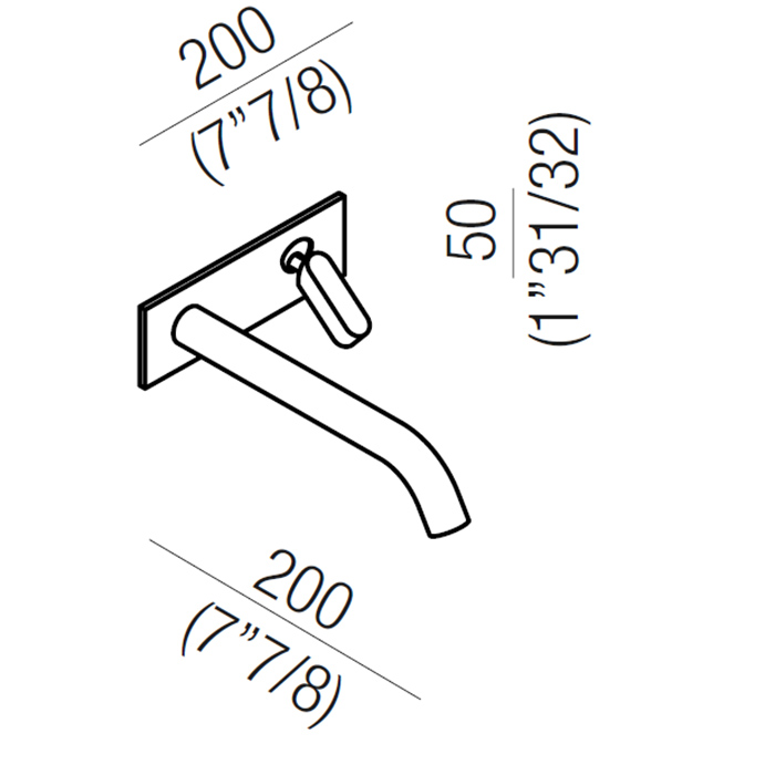 Agape Square Смеситель для раковины встроенный, однорычажный, излив: 20см, цвет: сатин