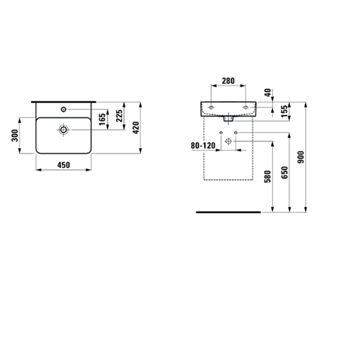Laufen VAL Раковина 45х42х15.5 см, 1 отв., покрытие LCC, цвет: белый