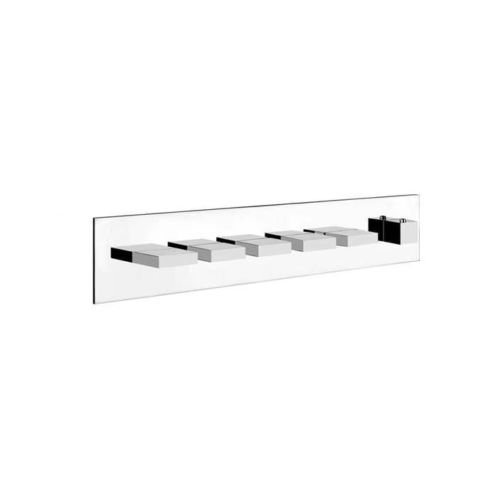 Gessi Rettangolo Встраиваемый термостатический смеситель, подключение на 3/4”, с 5ю независимыми выходами, внешняя часть, цвет: хром
