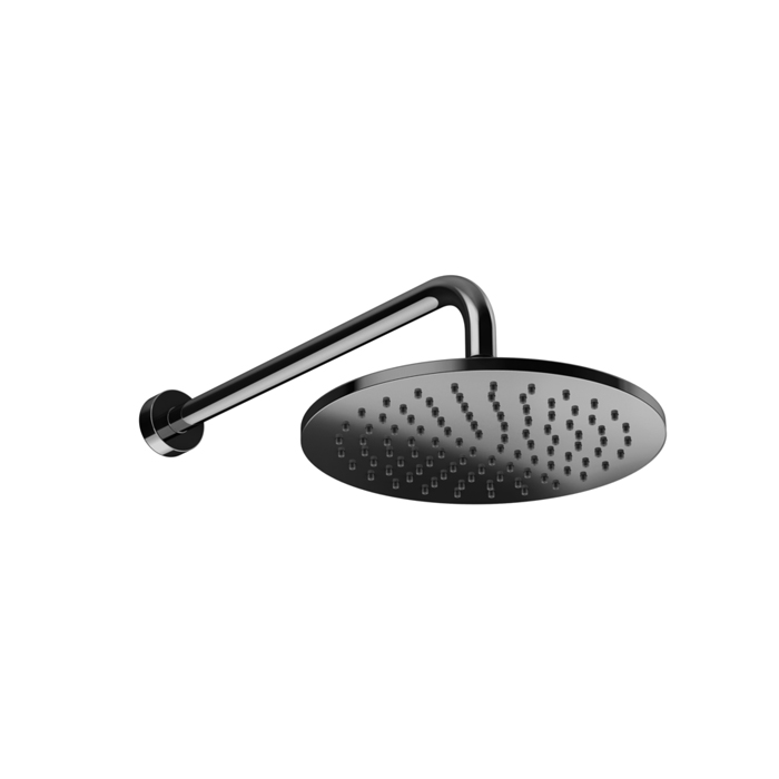 Верхний душ Gessi Origini 25см, с кронштейном, настенный, защитой от известкового налета, цвет: Black Metal PVD