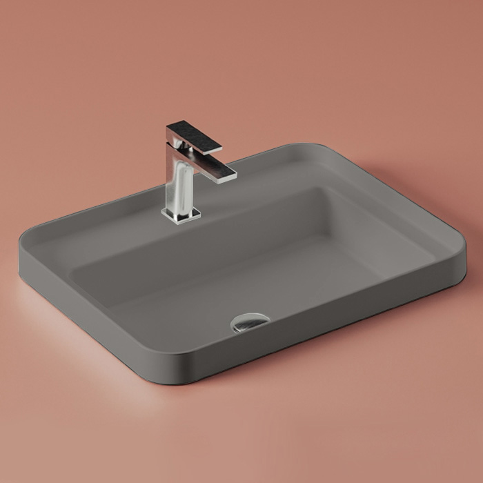Раковина Artceram Fuori Scala 60х45 см, встраиваемая, с 1 отв.под смеситель, без перелива, цвет: grigio oliva