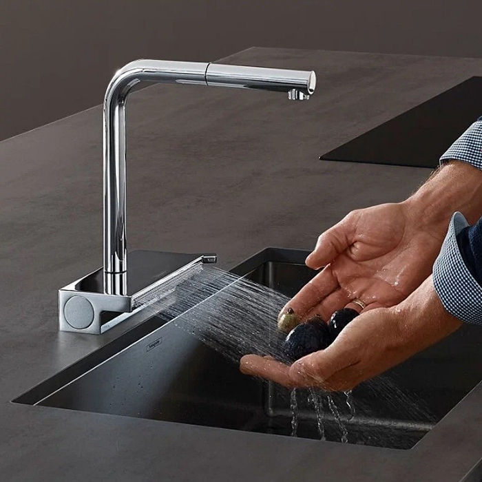 Смеситель для кухни Hansgrohe Aquno Select M81, 1 отв., с вытяжным душем 2jet, цвет: хром