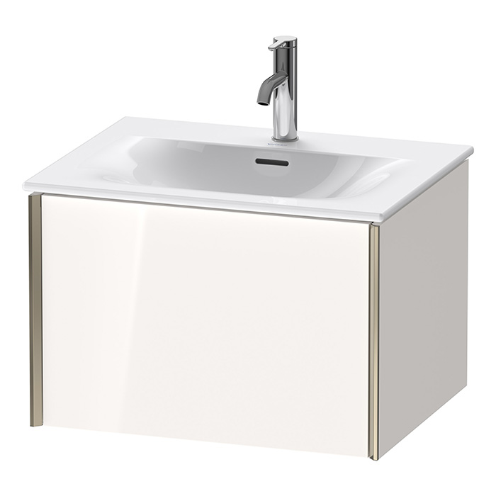 Тумба подвесная Duravit XViu 61x48x39.7см, с раковиной, 1 ящик, цвет: белый глянцевый/champagne matt