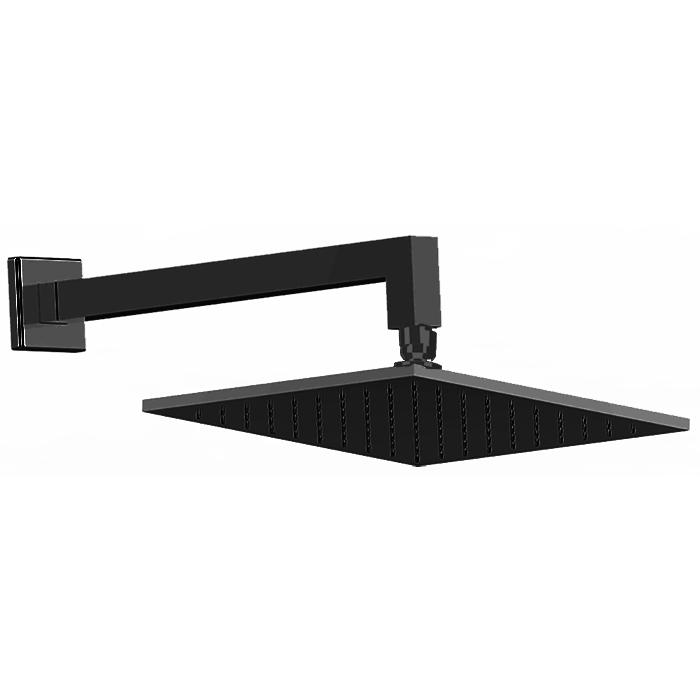 Верхний душ CISAL Shower 250х250 мм с настенным держателем L340 мм, цвет: черный матовый