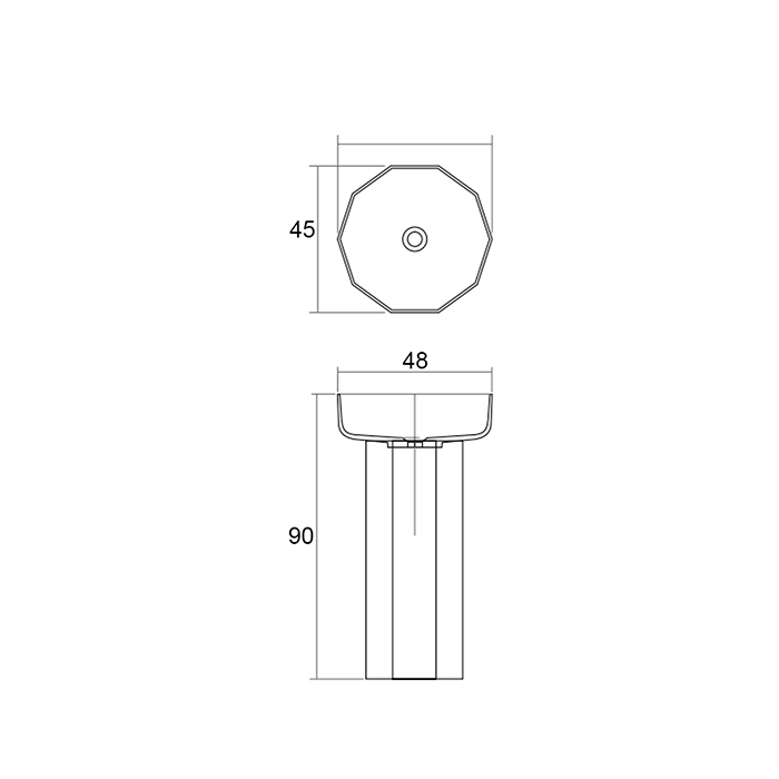 Dea Design Pedestal Basin Раковина 48х45.6х90см., напольная, без отв., Solid Surface, цвет: White №18