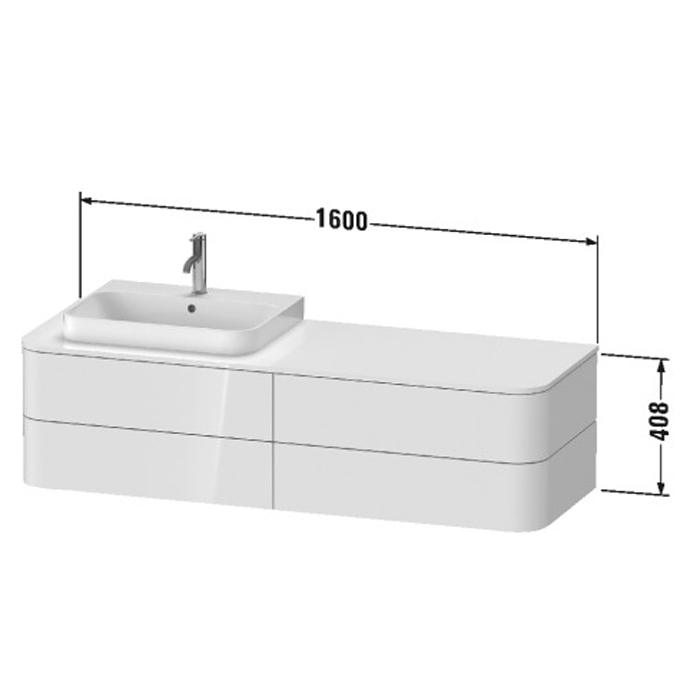Duravit Happy D.2 Plus Тумба подвесная 160x55х40.8см, с раковиной и 4 ящиками, цвет: белый глянцевый