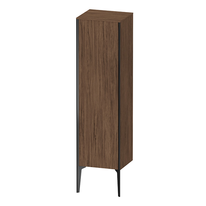 Шкаф подвесной Duravit XViu 40x36x133см, с 1 дверью, 3 стеклянными полками (петли справа), цвет: walnut dark/черный матовый