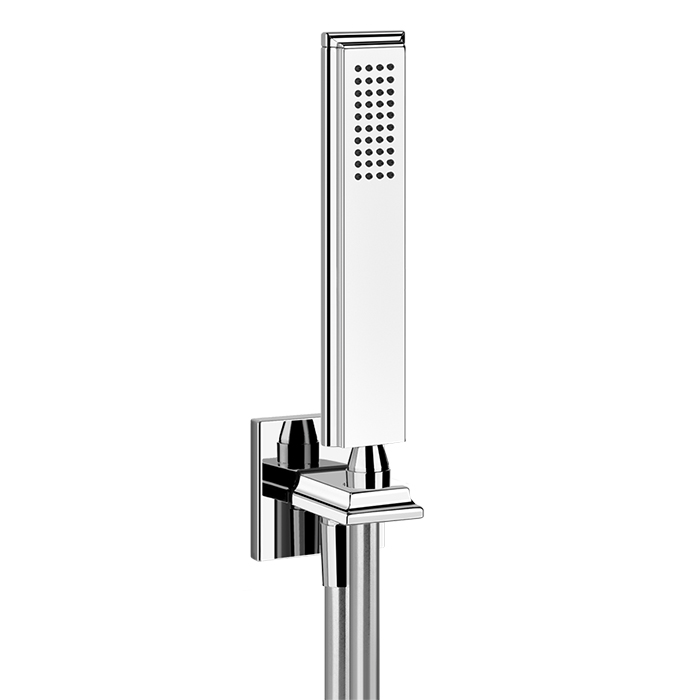 Душевой комплект Gessi Eleganza: вывод на 1/2”, держатель, шланг 1,5м и душевая лейка, цвет: хром