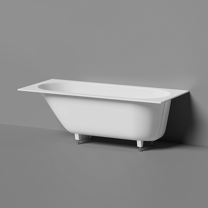 Salini Lofo Kit Ванна 168.8х74.2х59см, встраиваемая, Solid Surface, с донным клапаном, сифоном, ножками, слив-переливом, цвет: белый матовый