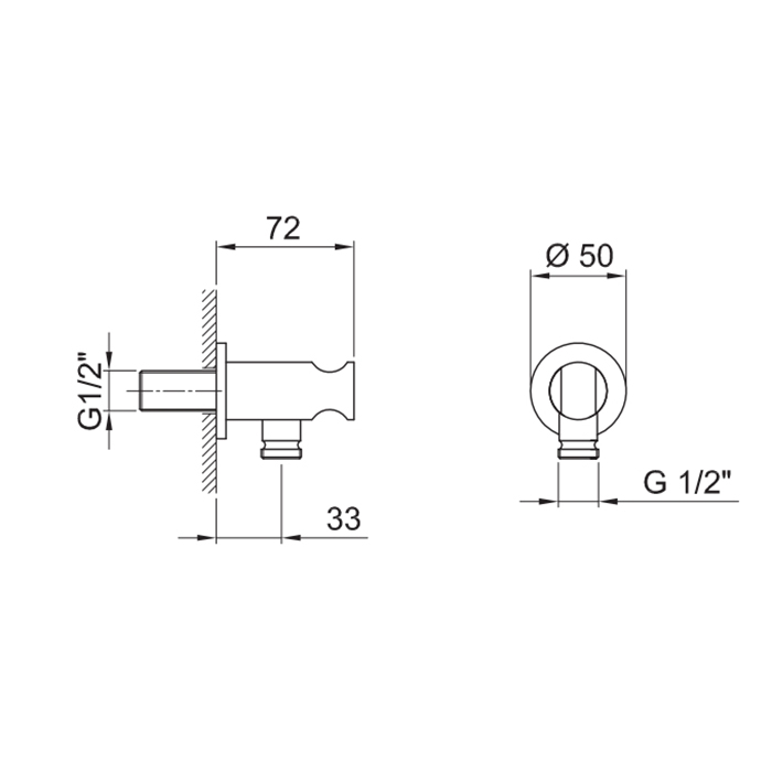 Fantini Milano Шланговое соединение на 1/2", с держателем ручного душа, цвет: матовая оружейная сталь