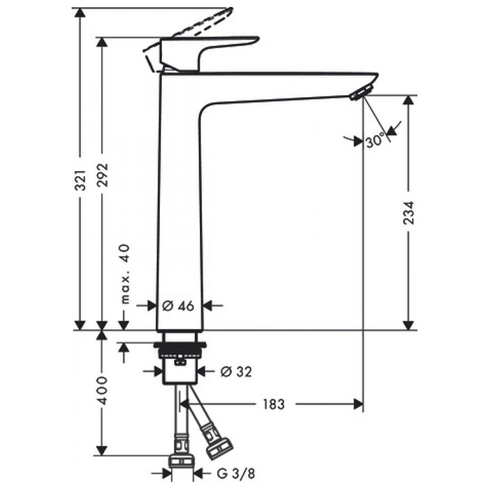 Hansgrohe Talis E Смеситель для раковины, 1 отв., цвет: шлифованный черный хром