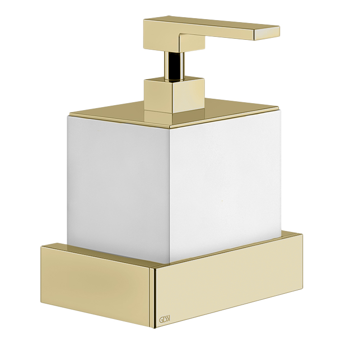 Дозатор для жидкого мыла Gessi Inverso Accessories, подвесной, цвет: белый/Brass Brushed PVD