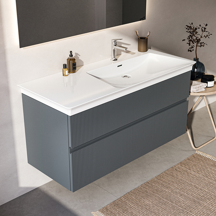 Ideal Standard Finesse Тумба с раковиной 120x50см, подвесная, DX, 2 ящика, 1 отв., цвет: пепельно-голубой матовый