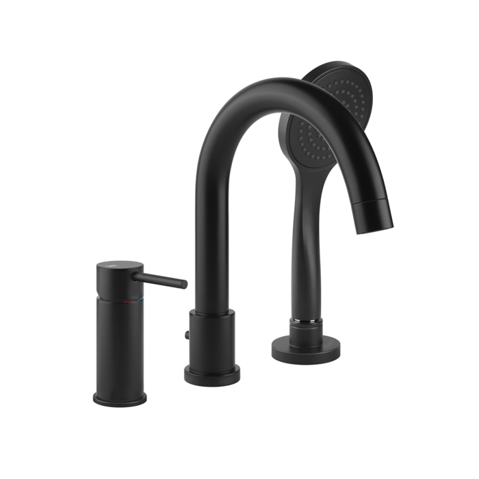 Смеситель для ванны Gessi Emporio Via tortona, на 3 отв., с переключателем, изливом и шлангом 1,50м, цвет: Black XL