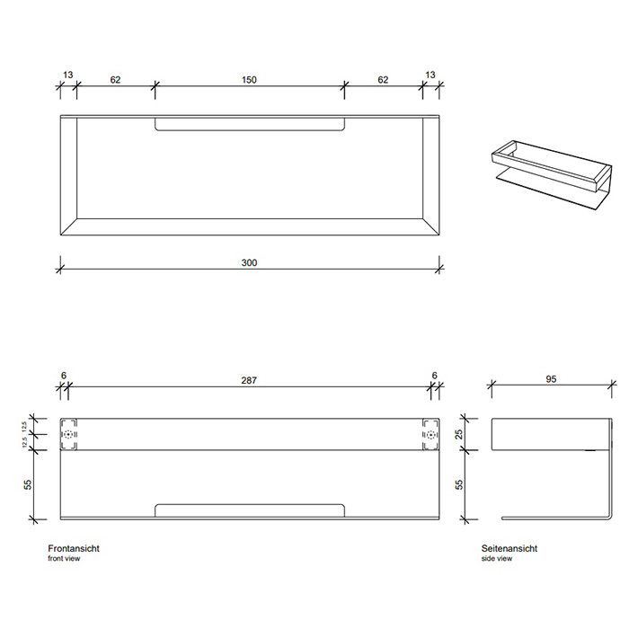 Полка для душа Decor Walther Brick 30х9.5х8см, подвесная, цвет: черный матовый