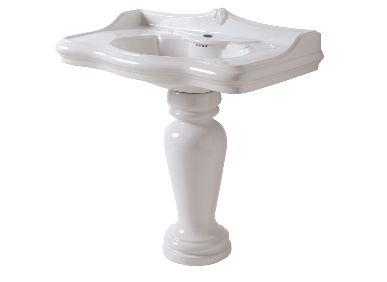Azzurra Jubilaeum Раковина 90x56xH32 см, с пьедесталом 27xH68 см, 3 отв., цвет: Bianco lucido