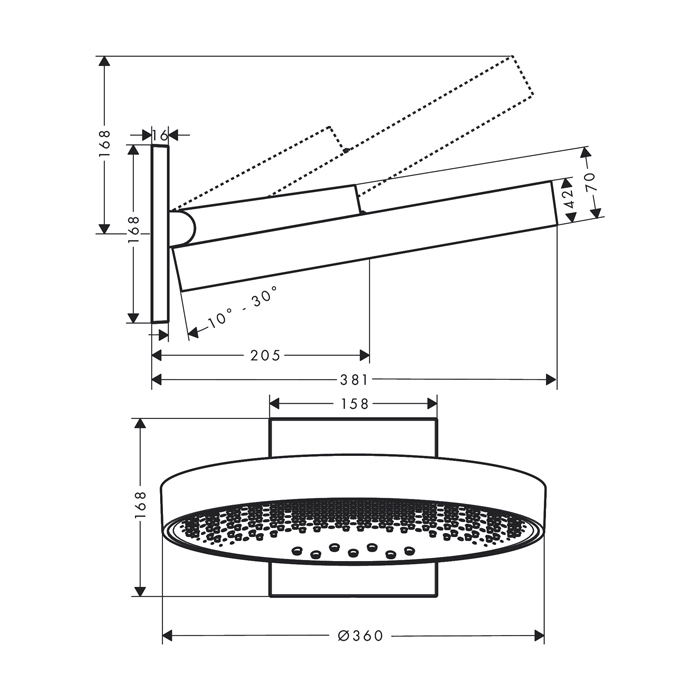 Hansgrohe Rainfinity Верхний душ 360 3jet, цвет: шлифованный черный хром