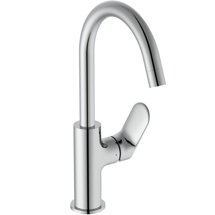 Ideal Standard Ceralife O Смеситель для раковины, на 1 отв., H21.5см., с поворотным изливом, с донным клапаном,  цвет: хром