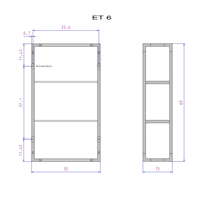 Decor Walther ET 6 Шкафчик открытый 35x15x60см, стекло прозрачное, подвесной, цвет: хром