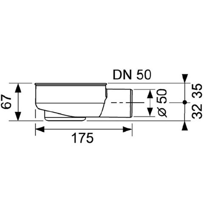 TECE drainline, сифон, 0,7 л/c, DN 50, выход вбок, высота монтажа от нижнего края сифона до верхнего края слива – 95 мм