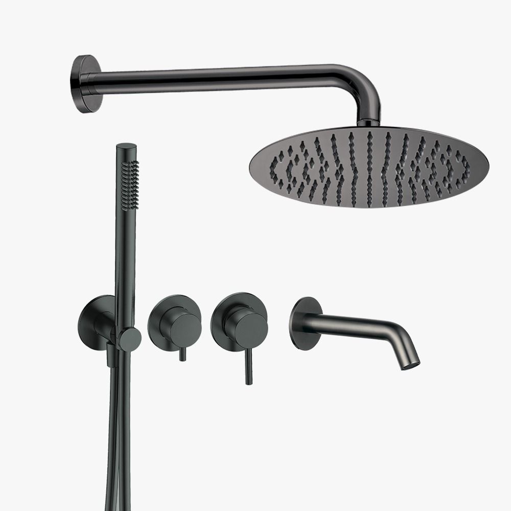 Душевой комплект AQUAme, с изливом, верхним и ручным душем, металл — AQM8408GM