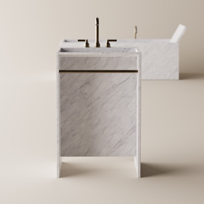 Agape Face A Face Раковина 60х50х90см, отдельностоящая, с сифоном, полотенцедержателем, цвет: Bianco Carrara