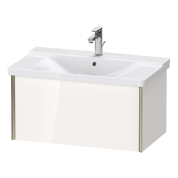 Тумба подвесная Duravit XViu 81x46.9x40.5см, с раковиной, 1 ящик, цвет: белый глянцевый/champagne matt