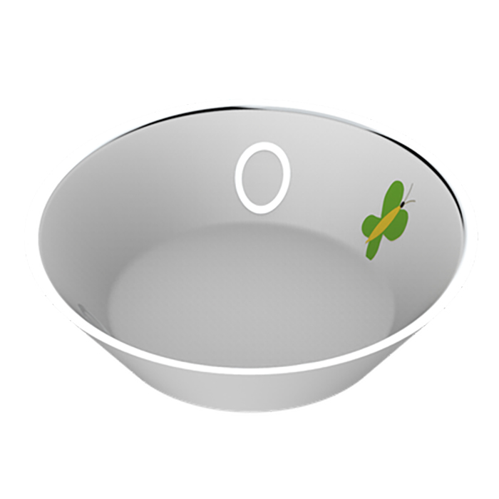 THG CAPUCINE VERT DECOR PLATINE Блюдо керамическое ø130 мм, настольное, декор платина/зеленый, цвет: белый
