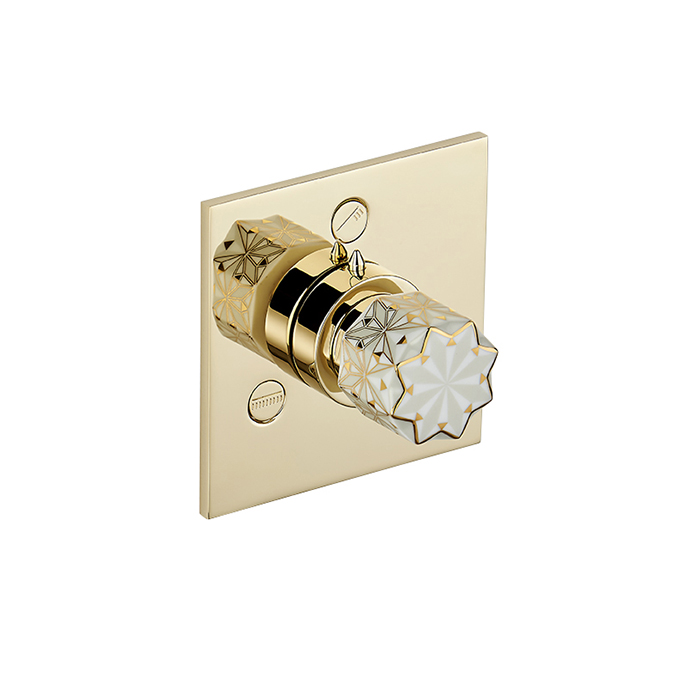 Переключатель THG Nihal Porcelaine Ivoire встраиваемый, внешняя часть, цвет: Soft gold