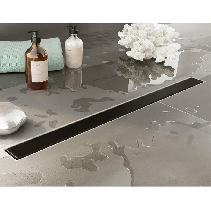 Plumberia Selection Трап душевой PS MODULAR 4x70 2устор. накладка из нерж.стали, комбинир.затвор с горизонт. Выпуском Ду 50мм,40л/мин, цвет: черный матовый
