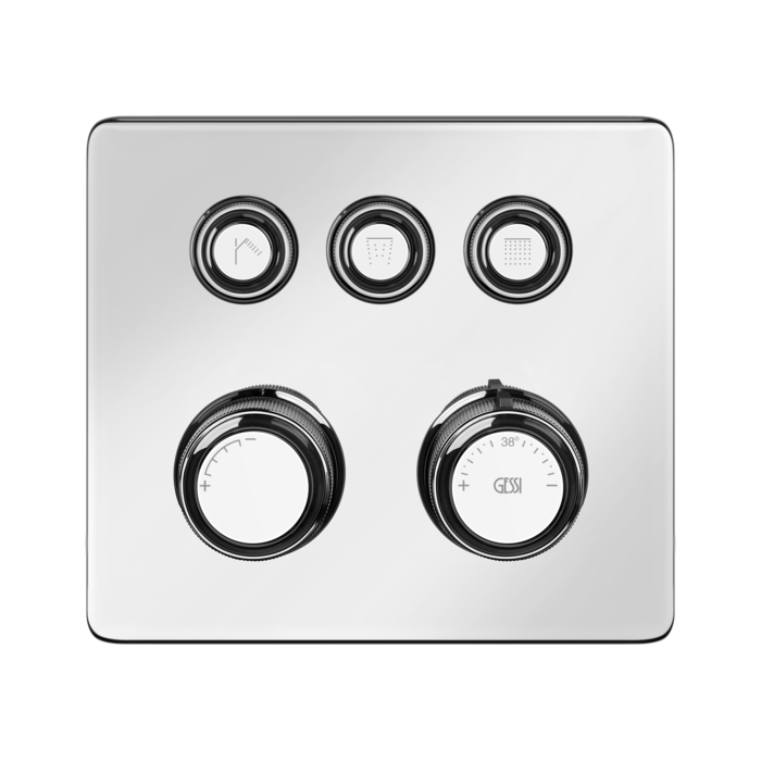 Смеситель для душа настенный встраиваемый Gessi Hi-Fi Eclectic, термостатический, с 3 запорными кнопками, цвет: хром