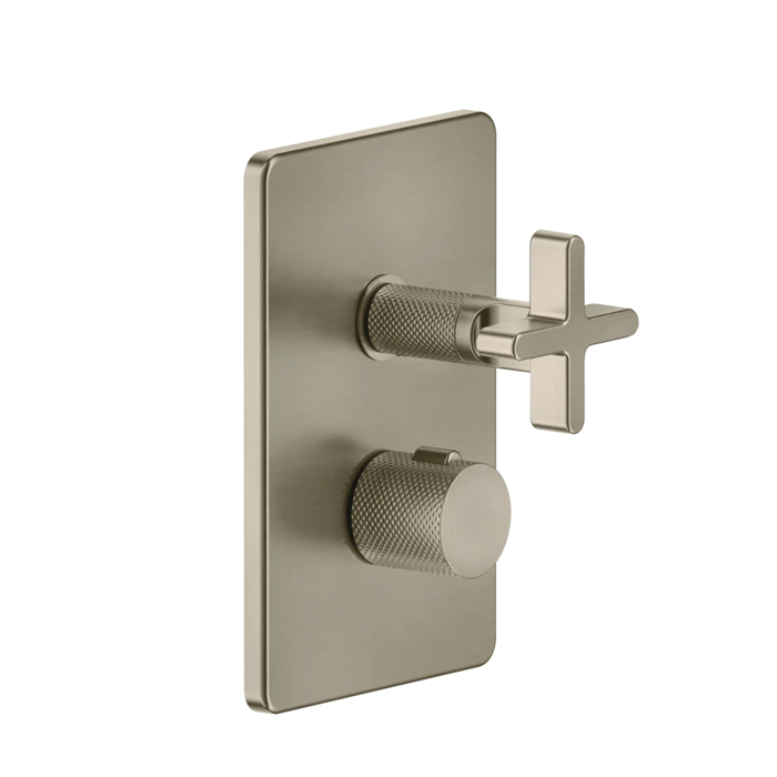 Встраиваемый термостатический смеситель Gessi Inciso+ на 1 источника, резьба 1/2", внешняя часть, цвет: finox