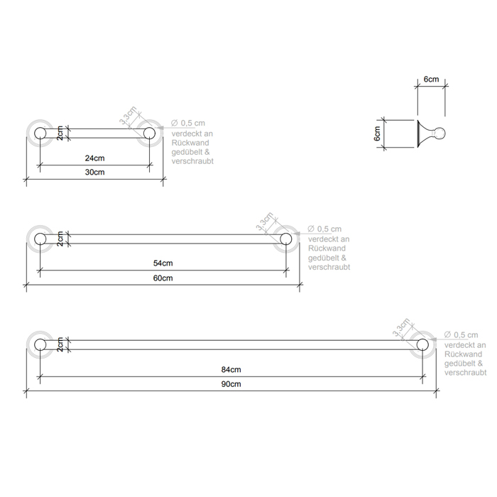 Decor Walther Classic HTE60 Полотенцедержатель 60см, подвесной, цвет: хром