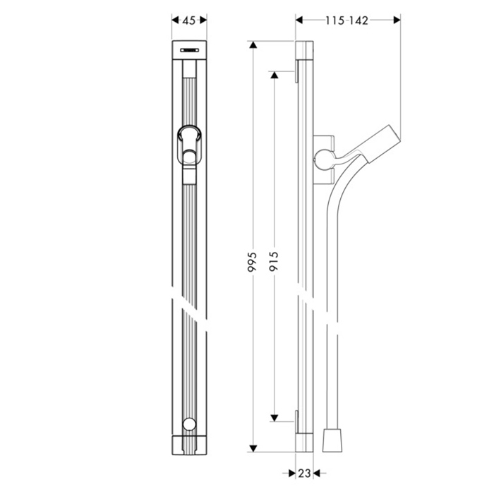 Hansgrohe Raindance Unica'S Настенная штанга 99,5см, цвет: хром