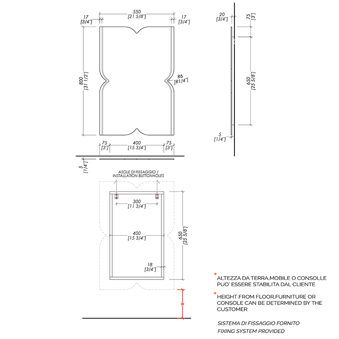 Devon&Devon Papillon Зеркало 50xh80см, с фацетом, декоративное