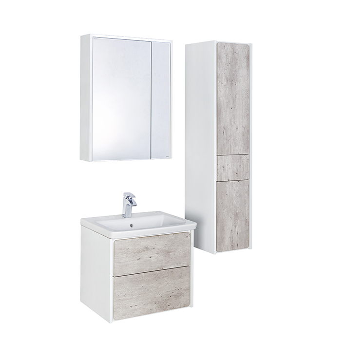 Roca Ronda Зеркальный шкаф 60x78см, с LED-подсветкой сверху, блоком с розеткой и выключателем-кнопкой с диммером, цвет: белый матовый