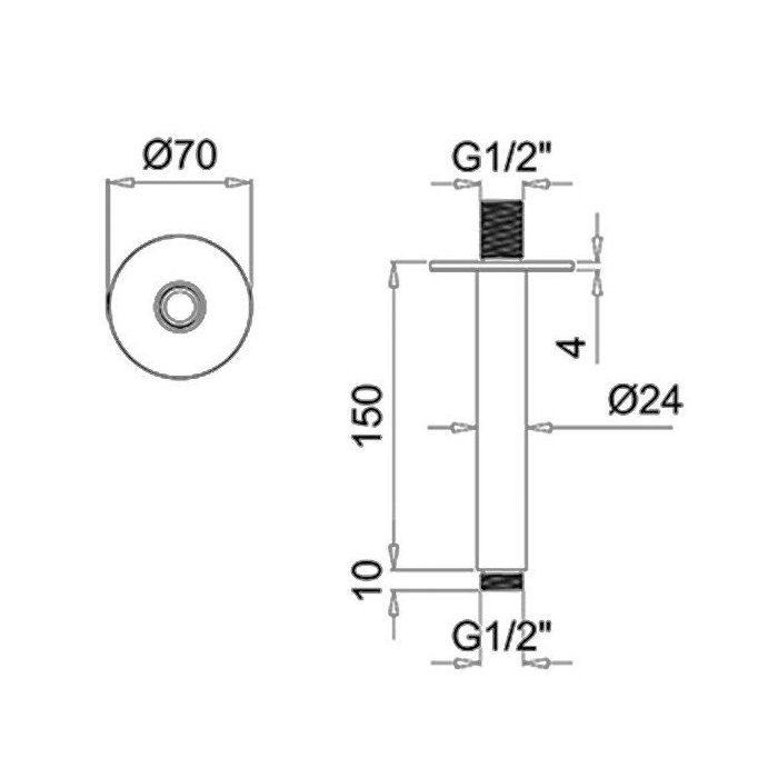 Almar Кронштейн для верхнего душа 15см, потолочный, цвет: Copper Brushed PVD