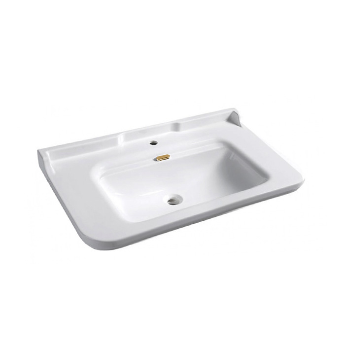 Раковина Kerasan Waldorf 100х55 см, 1 отв., керамическая, цвет: белый/золото