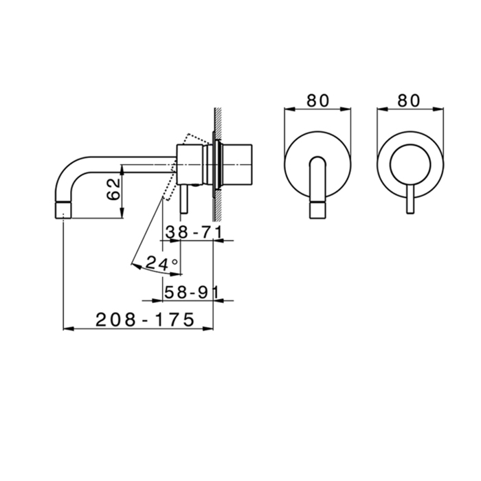 Cisal Less Minimal Смеситель для раковины, встраиваемый, излив: 20.8-17.5см, цвет: хром